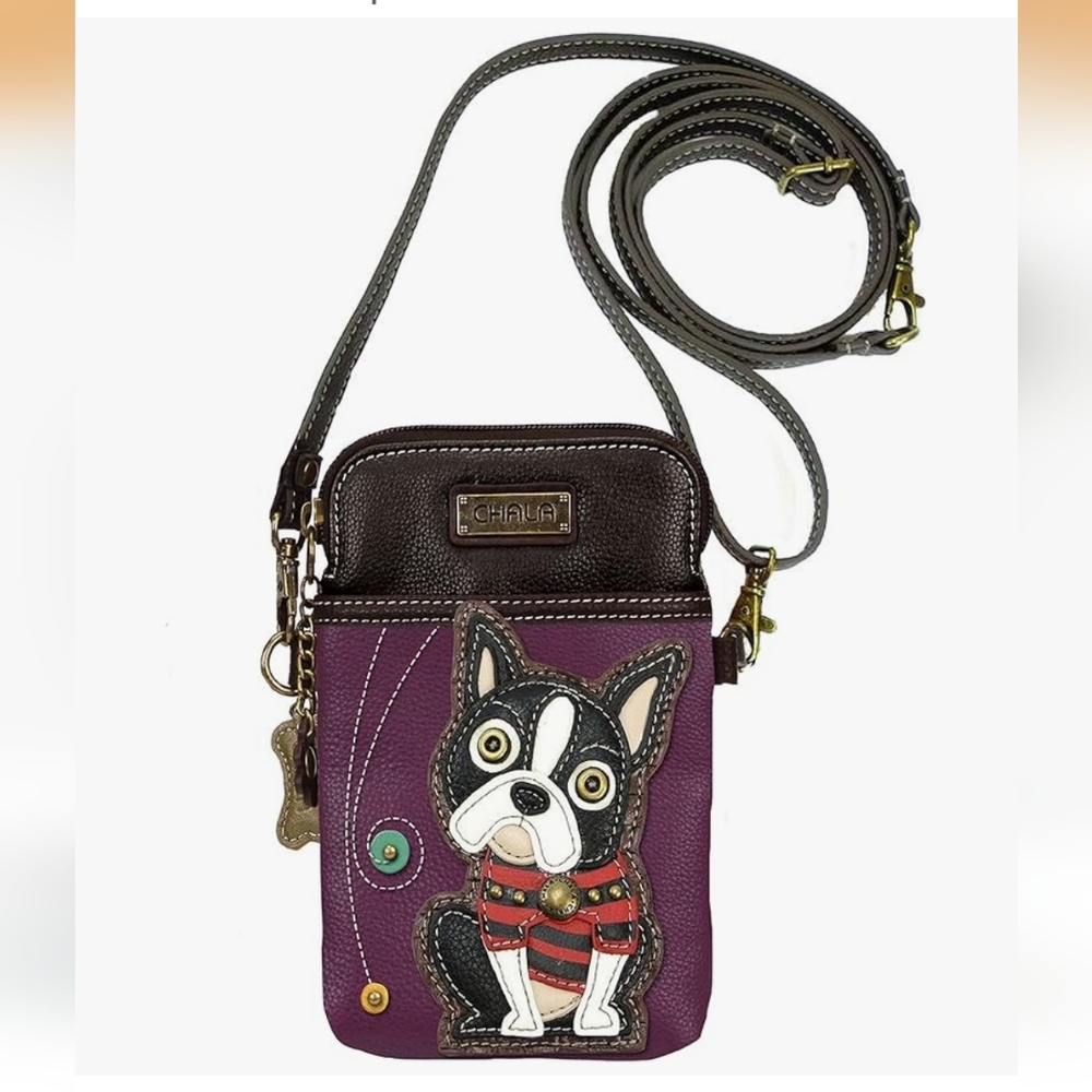 Chala Boston Terrier Cell Phone Crossbody Bag Purse
